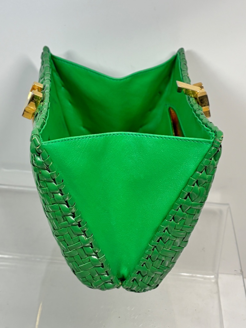 RODO Italy GREEN Wicker Clutch 60s 70s Designer Purse HTF Vintage Evening Italy - Picture 10 of 16